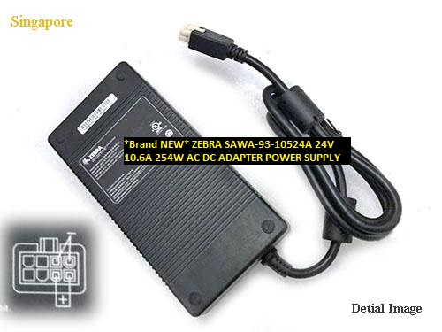 *Brand NEW*8 pins 254W AC DC ADAPTER 24V 10.6A ZEBRA SAWA-93-10524A POWER SUPPLY - Click Image to Close